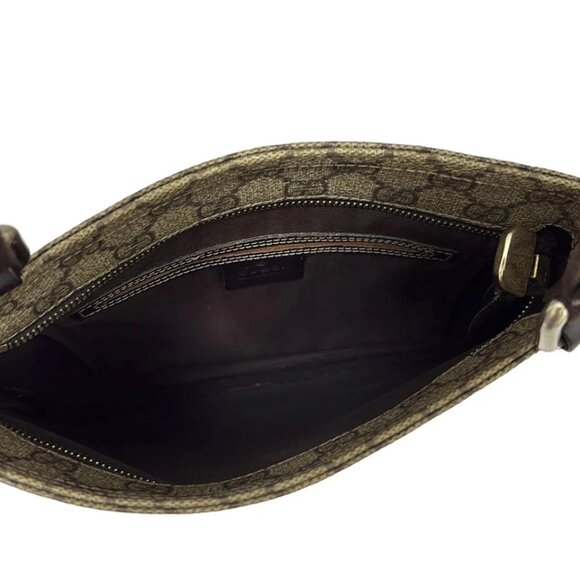 GUCCI GG Plus/GG Supreme Beige Dark Brown PVC Leather - Shoulder Bag 425-081325 - Picture 7 of 8